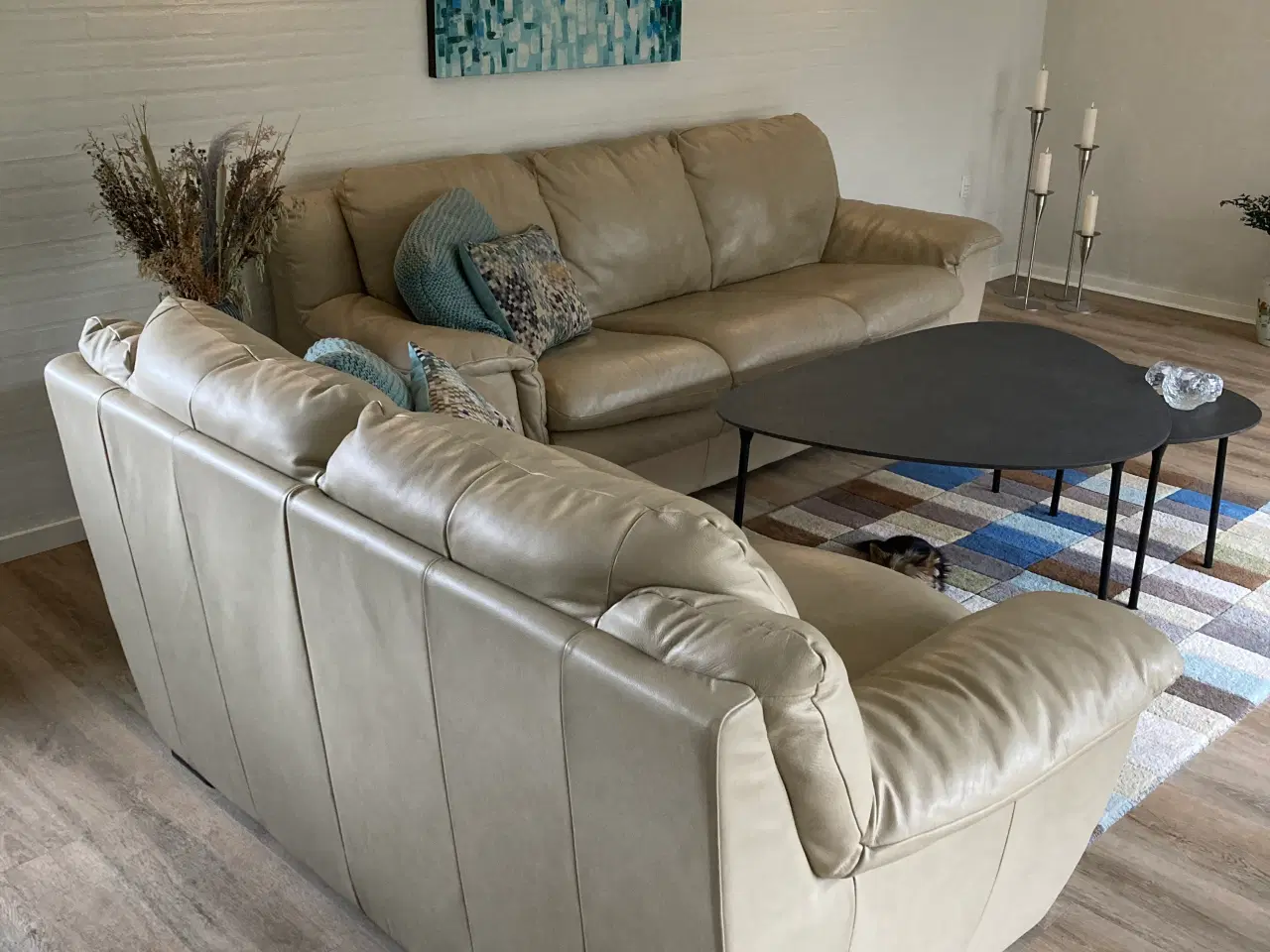 Billede 1 - Lyse lædersofaer 