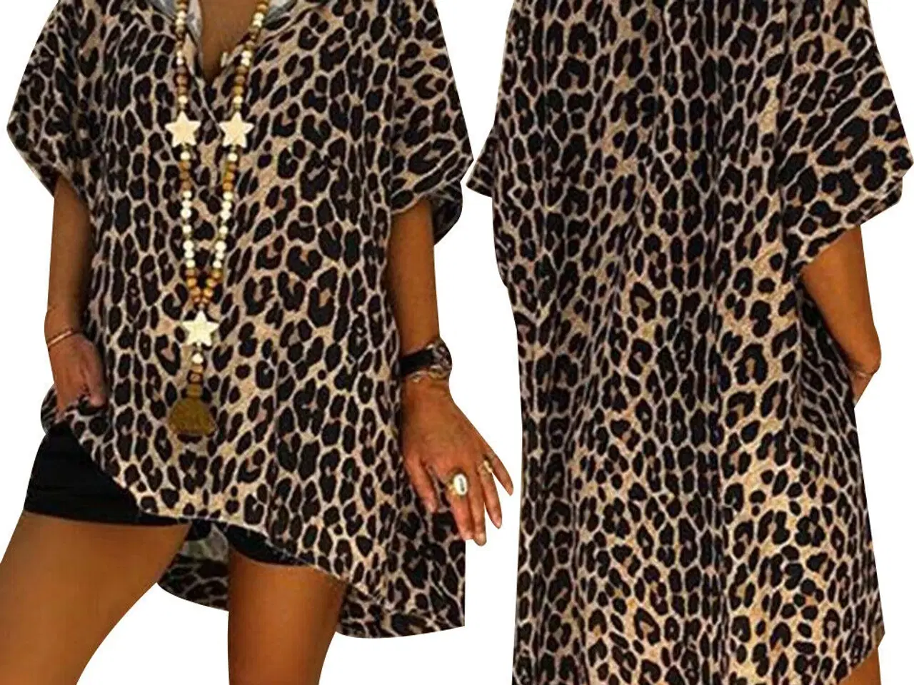 Billede 3 - Leopard print - Løs og luftig party Bluse/Top 