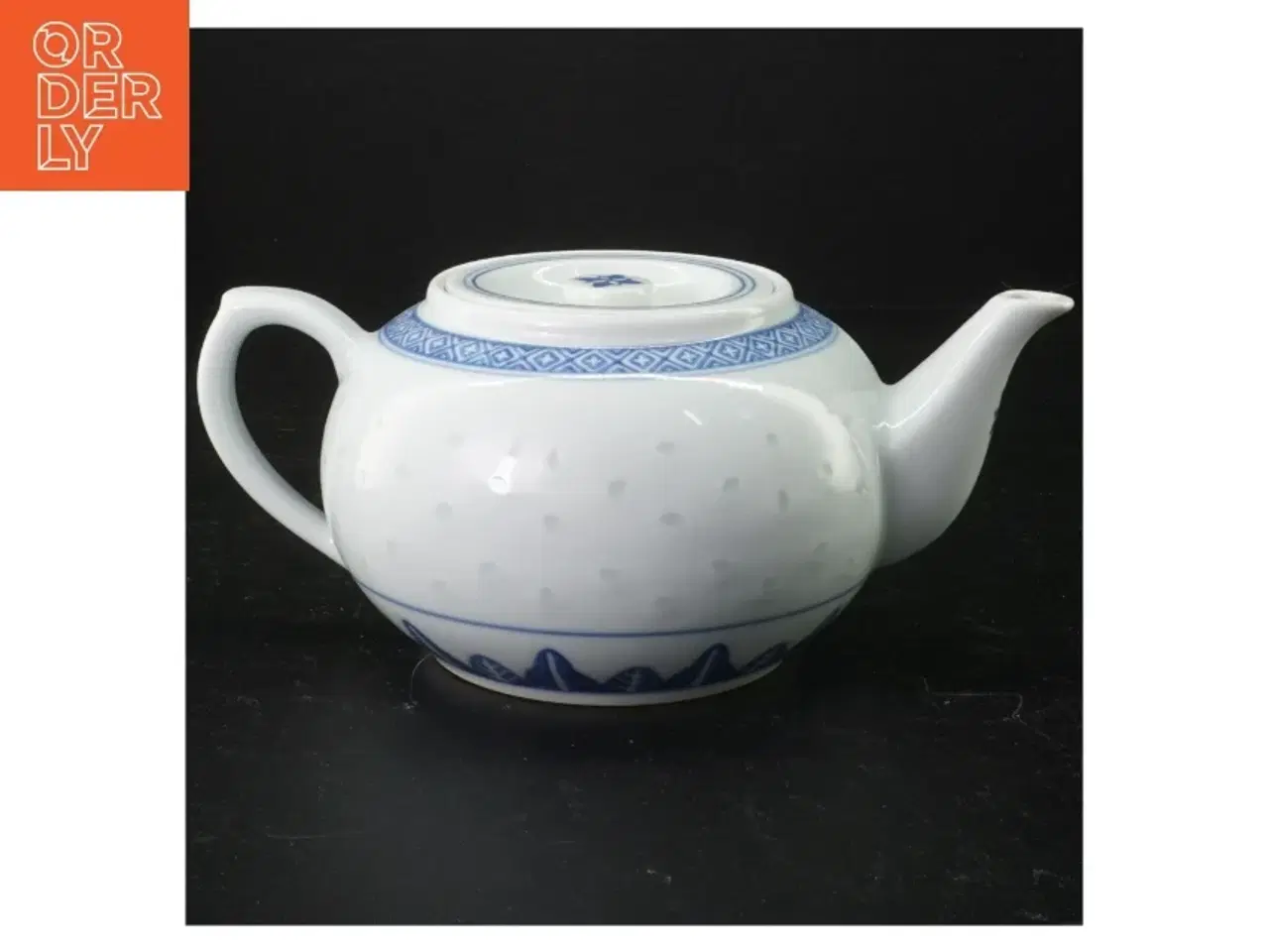 Billede 3 - Porcelænsteapot med blåt mønster (str. Ø 14 cm)