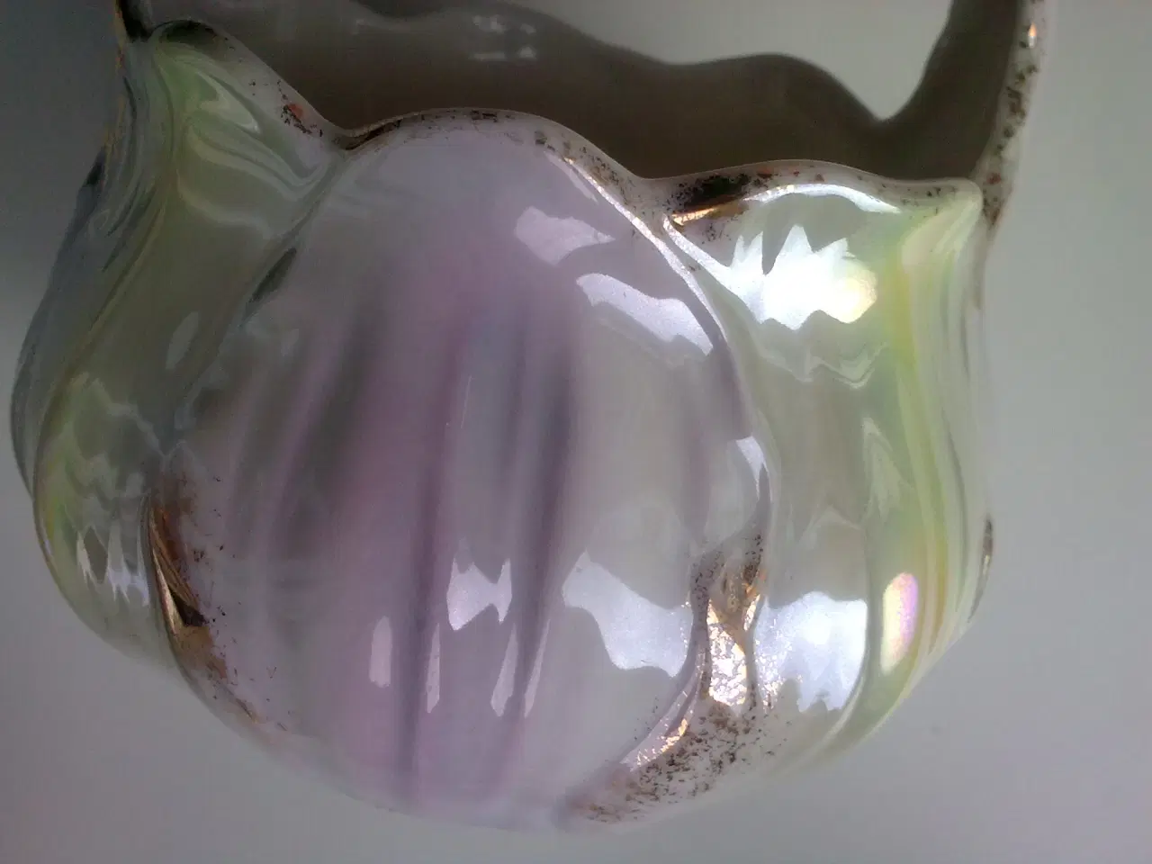 Billede 1 - Perlemor pink gul kurv m guld el rose skål SOLO