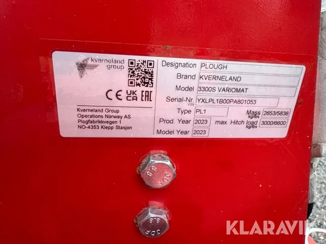 Billede 8 - Plov Kverneland 3300S Variomat - 6 Furet