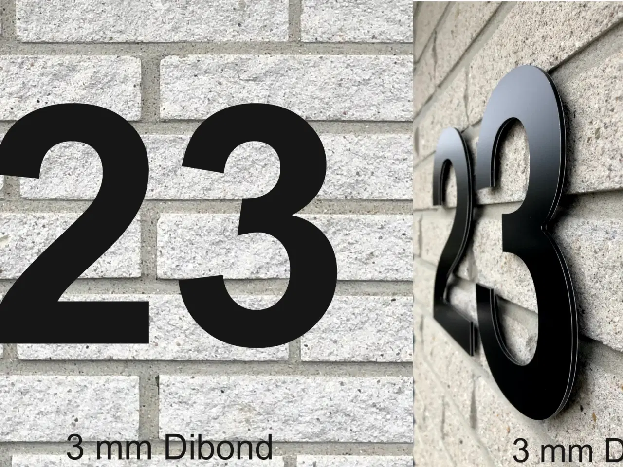 Billede 7 - Husnummer i 3mm mat sort Højde 20 cm Dibond