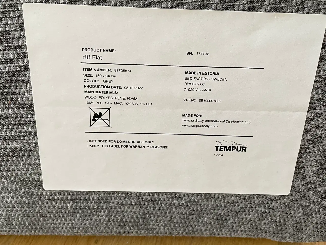 Billede 1 - Tempur sengegavl sælges