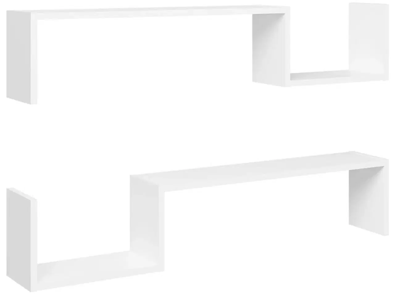 Billede 2 - Væghængte hylder 2 stk. 100x15x20 konstrueret træ hvid