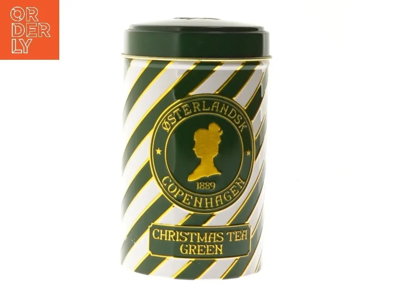 Billede 1 - Østerlandsk dåse julete grøn fra  Thehus (str. Ø 8,5 cm længde 14,5 cm)