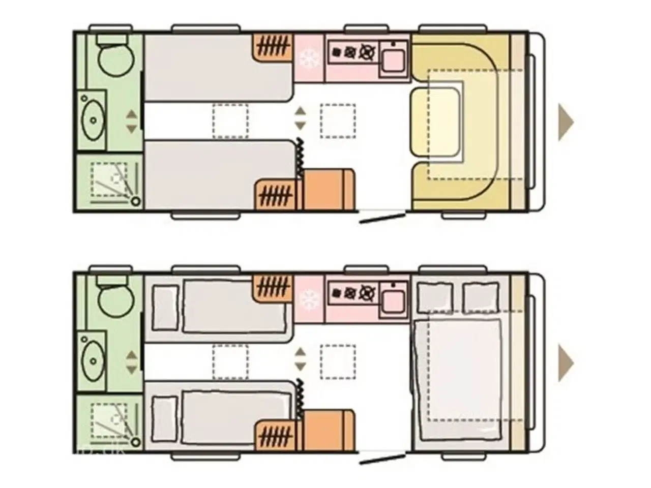 Billede 1 - 2026 - Adria Adora 572 UT   Enkeltsenge med elevation, ende-bade-værelse, panorama-vindue, el-gulvvarme, myggenetsdør, rundsiddegruppe,