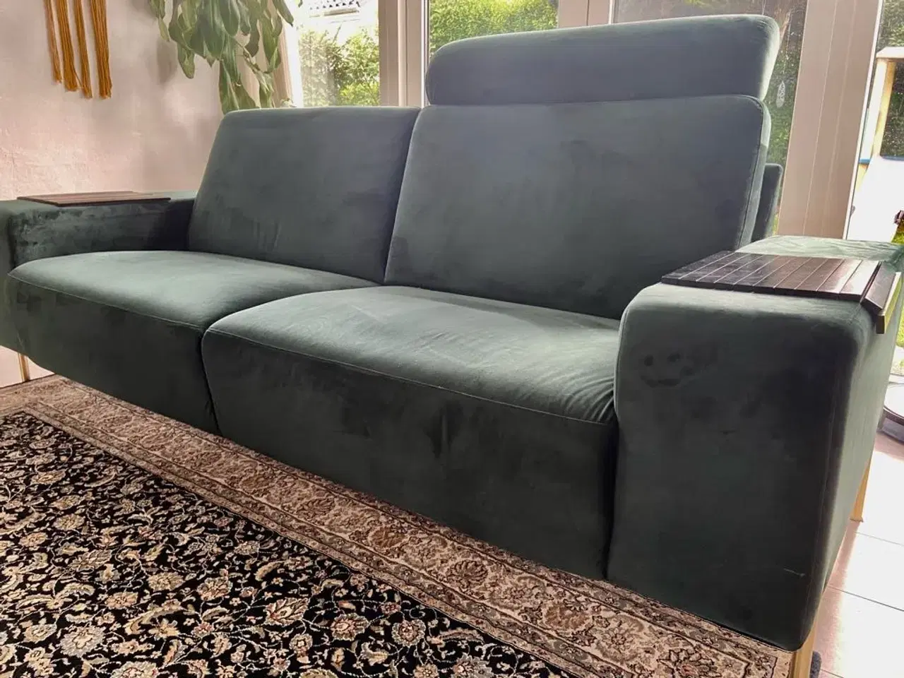 Billede 1 - Flot grøn velour sofa
