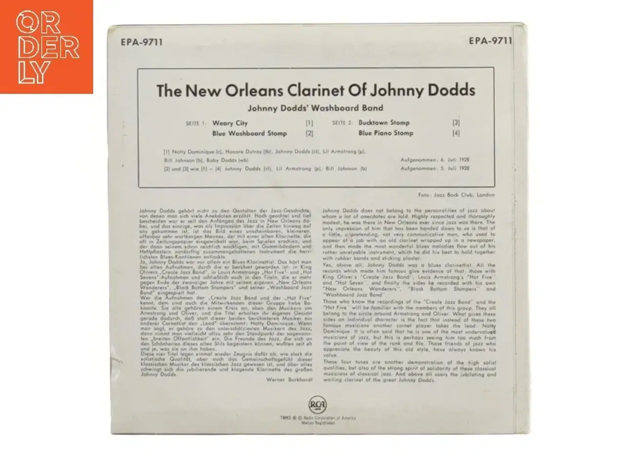 Billede 2 - The New Orleans Clarinet Of Johnny Dodds - Vinyl fra RCA