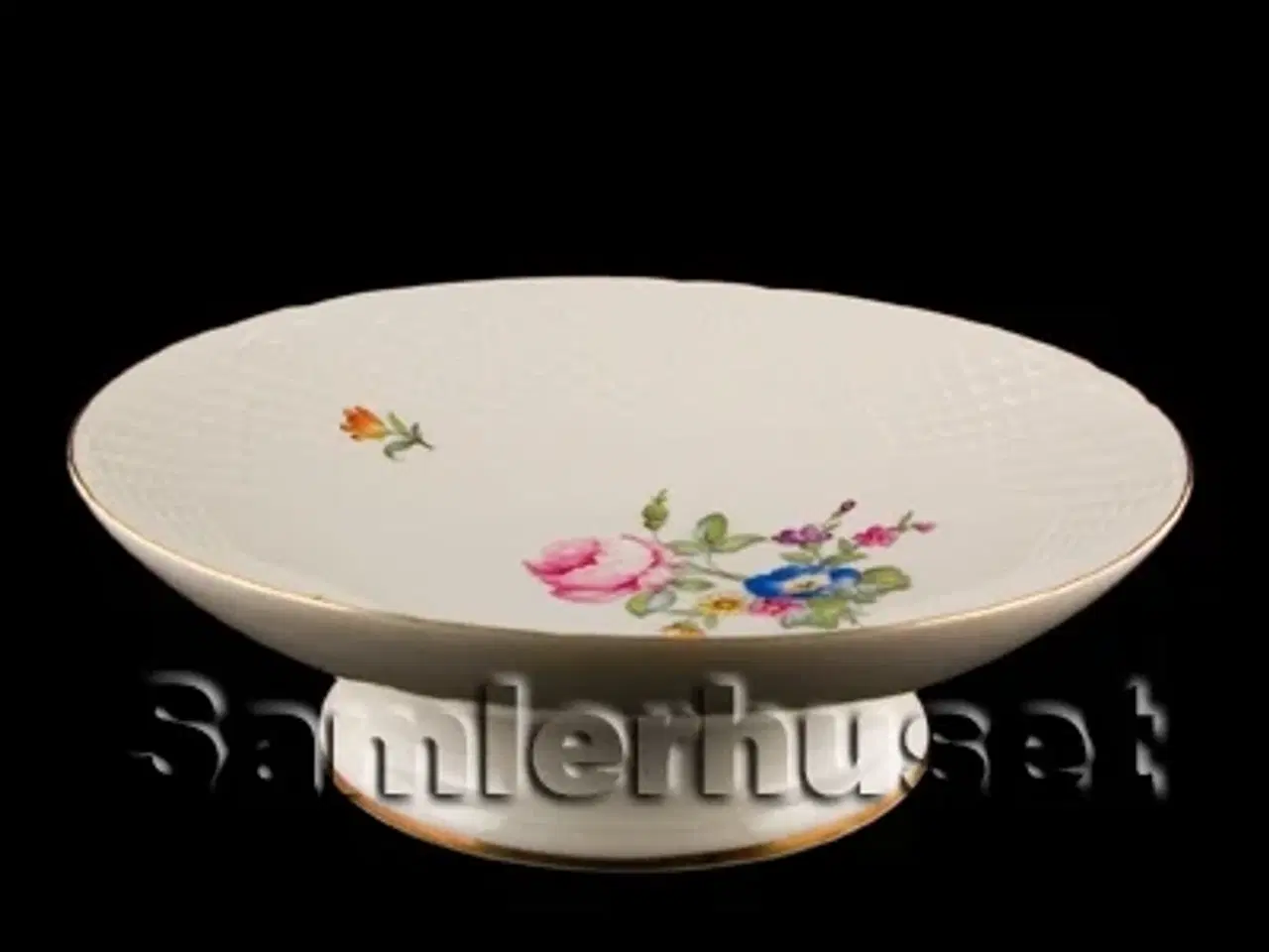 Billede 1 - Saxisk Blomst Hvid Kagefad på fod 7½x24 cm.