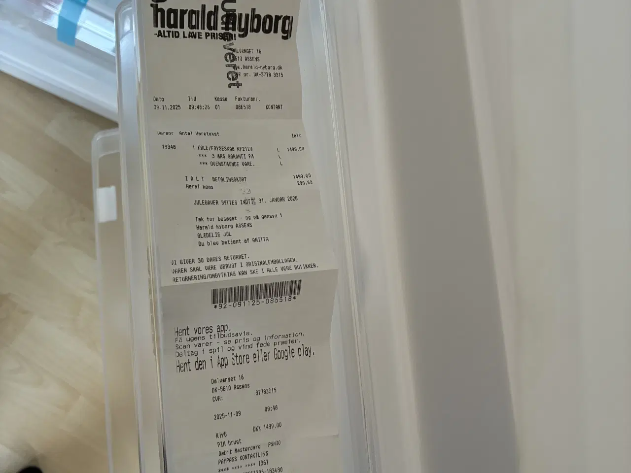 Billede 3 - Nyt køleskab med lille fryser med kvittering