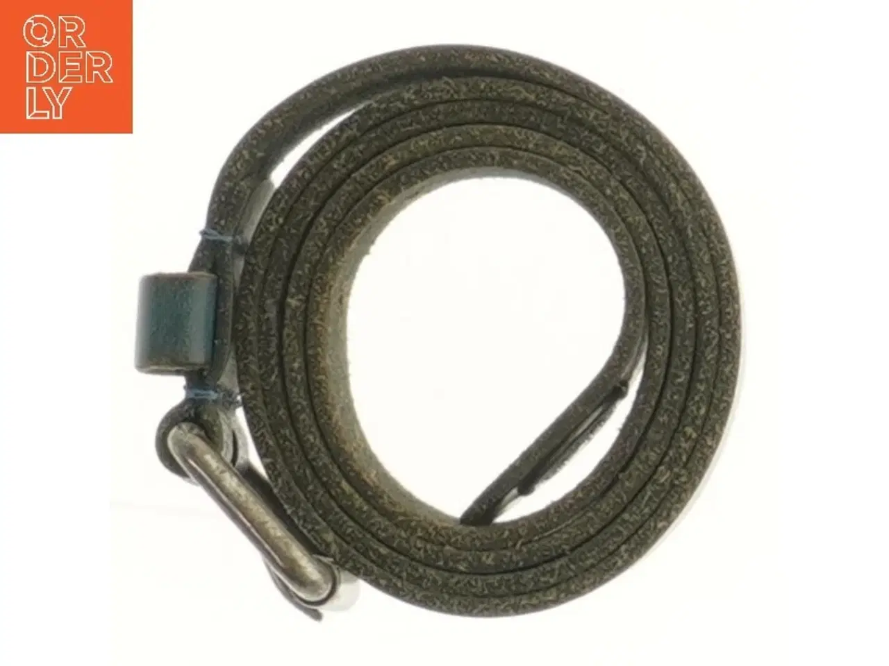 Billede 2 - Sort læderbælte med metalspænde (str. 112 cm)