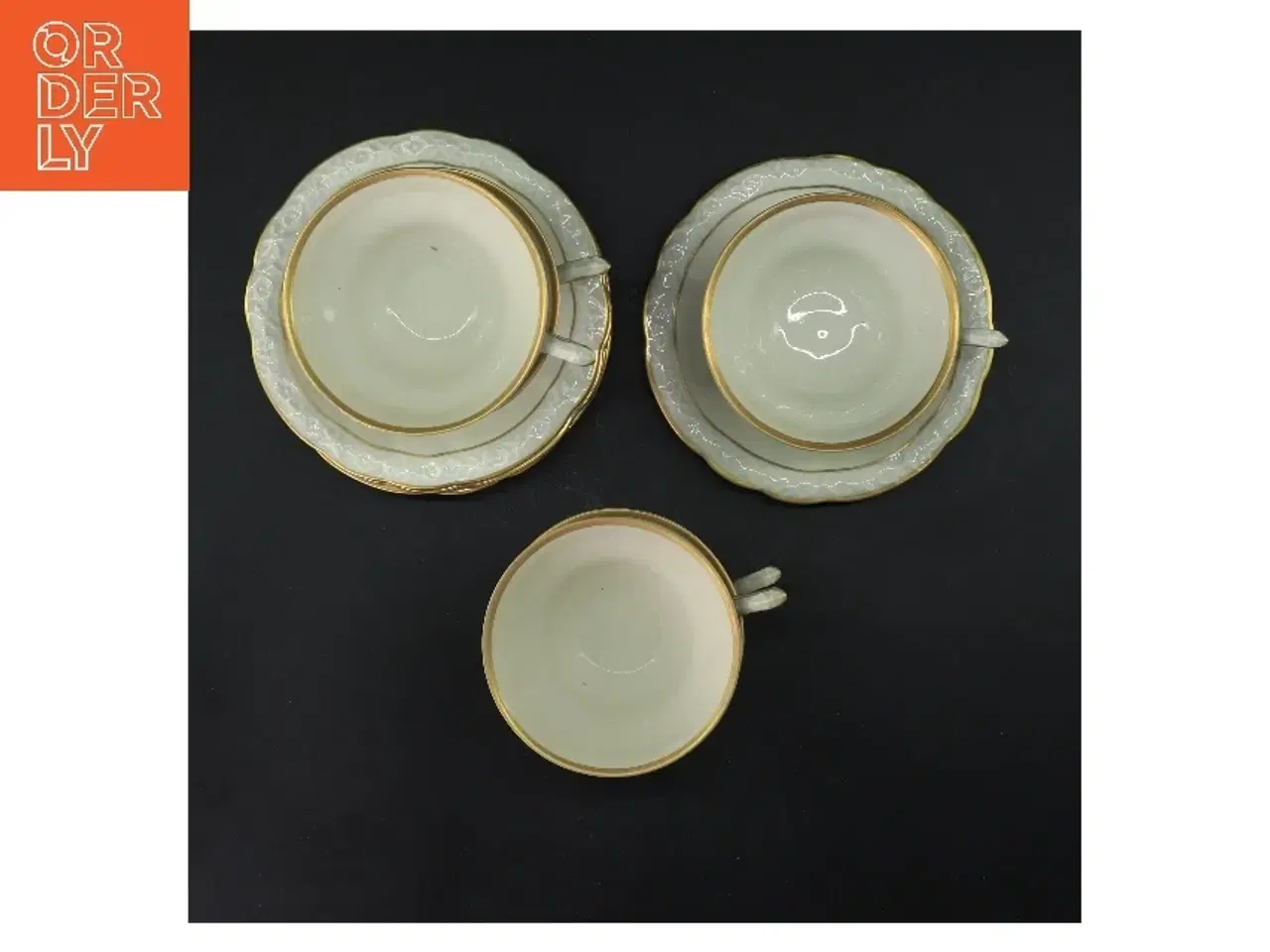 Billede 3 - Edelweiß porcelænskop og underkop med guldkant (str. 5 stk Ø 9,5 & 14 cm)