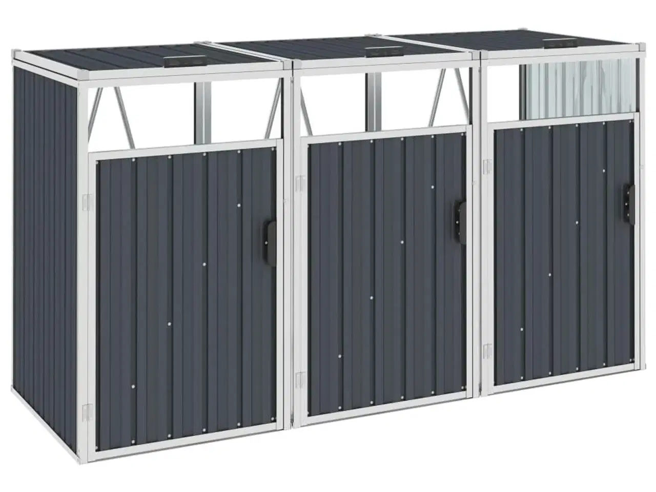 Billede 1 - Tredobbelt skraldespandsskur 213x81x121 cm stål antracitgrå