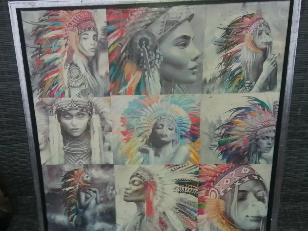 Billede 1 - INDIANER MOTIVER I ANTIK SILVER FLYVERAMME, 55X55