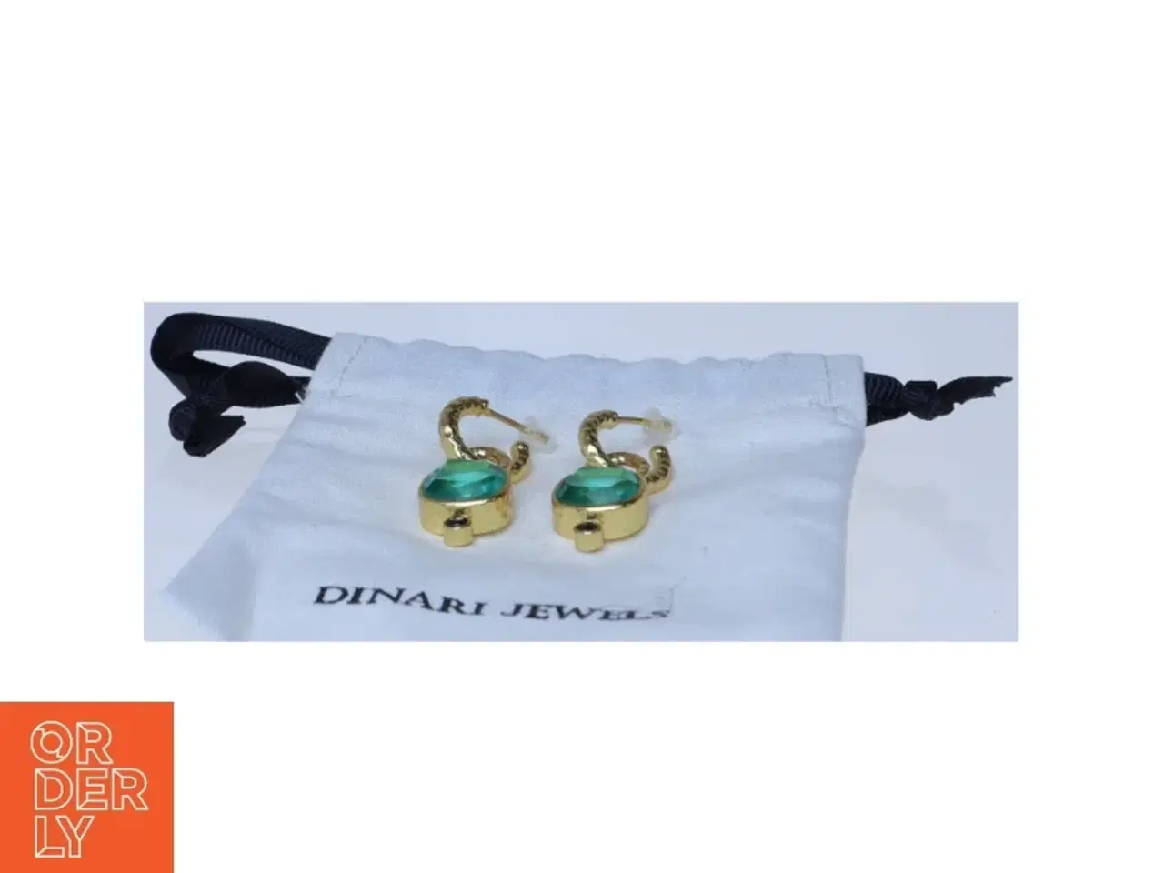 Billede 2 - Øreringe med grøn sten fra Dinari Jewels (str. 3,5 cm)