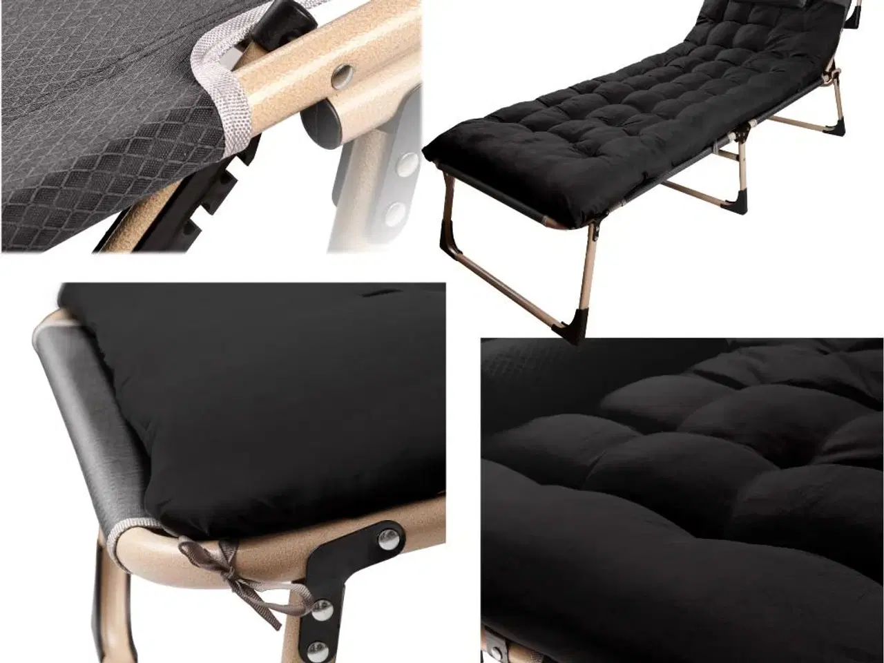 Billede 3 - Sammenklappelig feltseng 193 cm – sort rejsefeltseng med puder