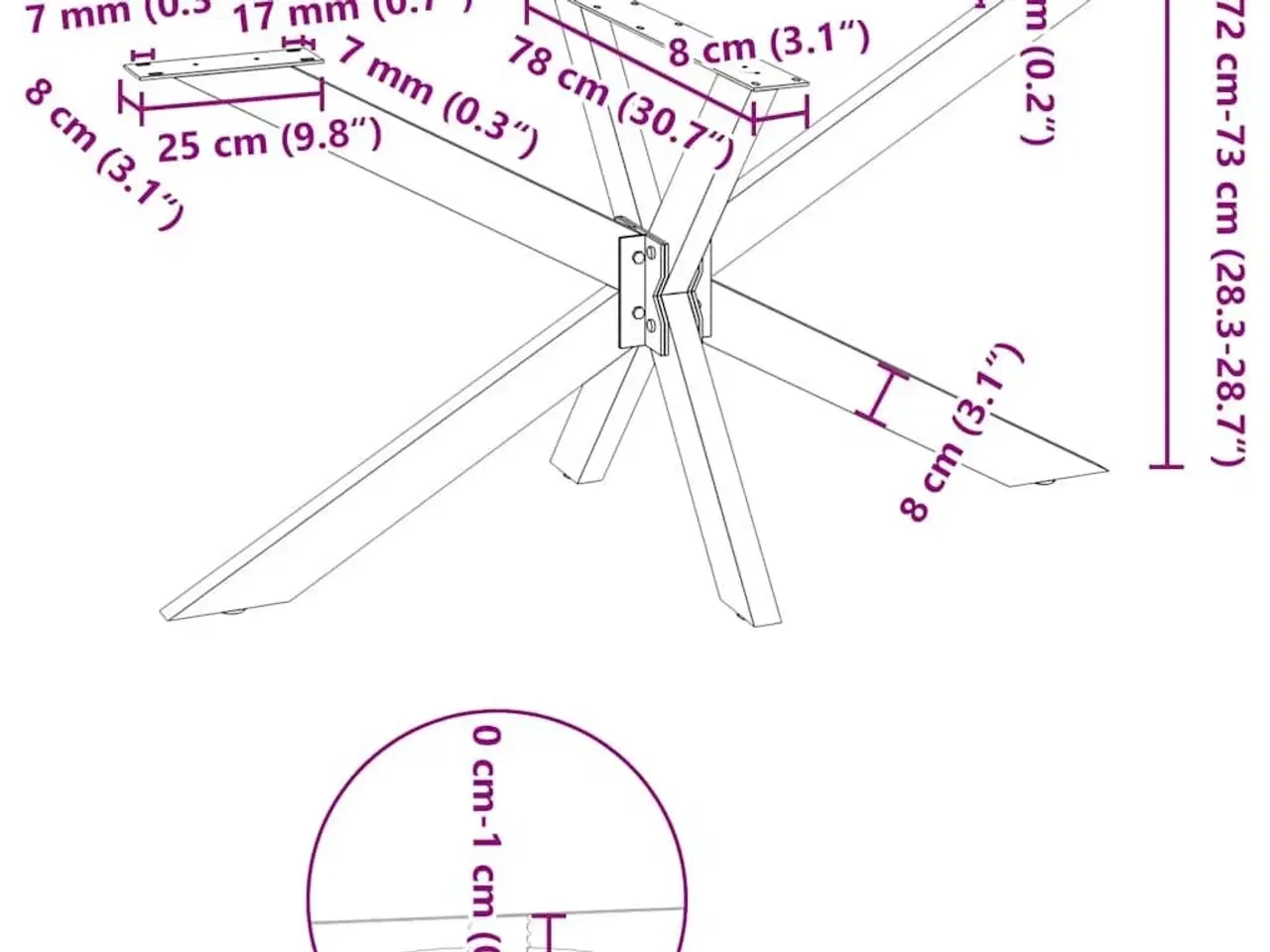 Billede 8 - Spisebordben edderkopformet antracit 150x78x(72-73) cm stål