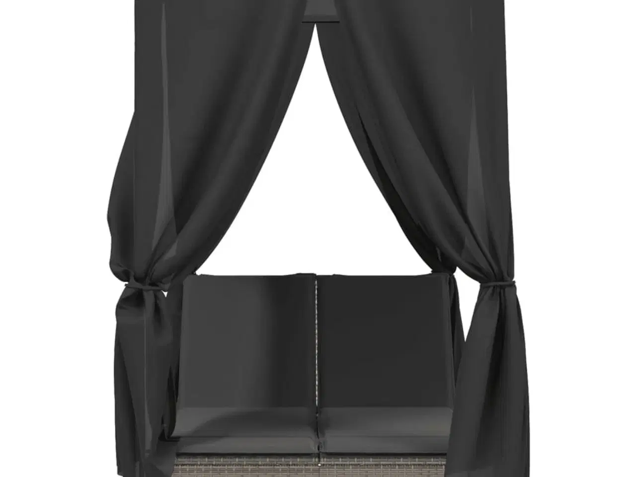 Billede 4 - Solseng med tag og gardiner polyrattan grå