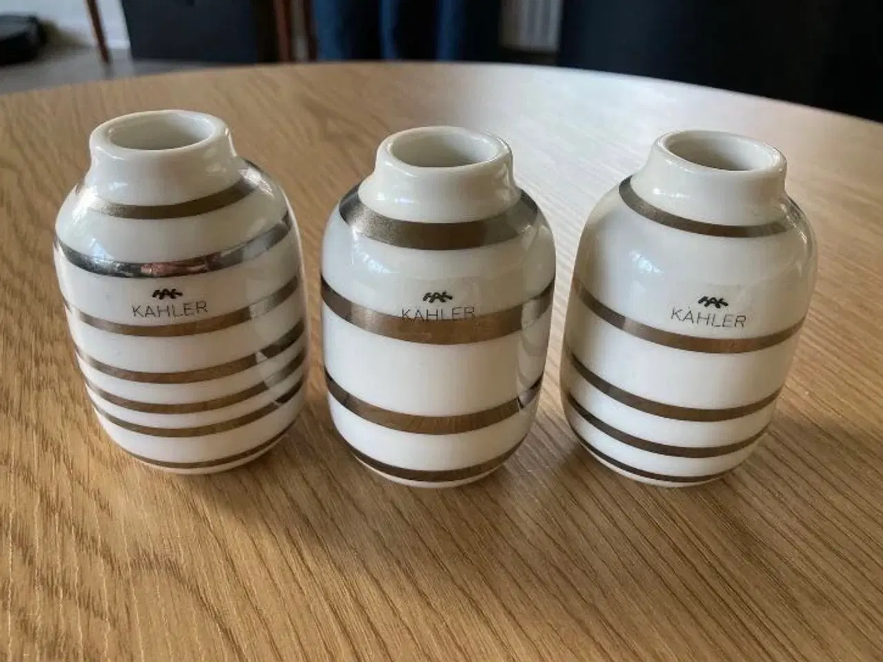 Billede 1 - Kähler Omaggio mini-vaser – sølvstribet (3 stk.)