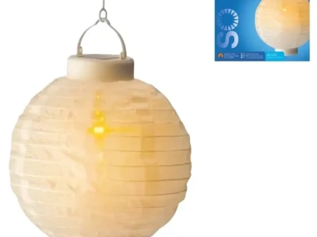 Billede 1 - 4 stk. lumineo solcelle lanterne kugleformet flammeeffekt 23 cm(ubrugt)