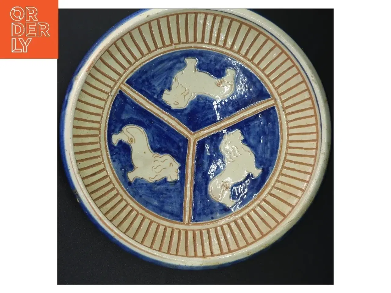 Billede 1 - Håndmalet keramik fad (str. 30 cm)