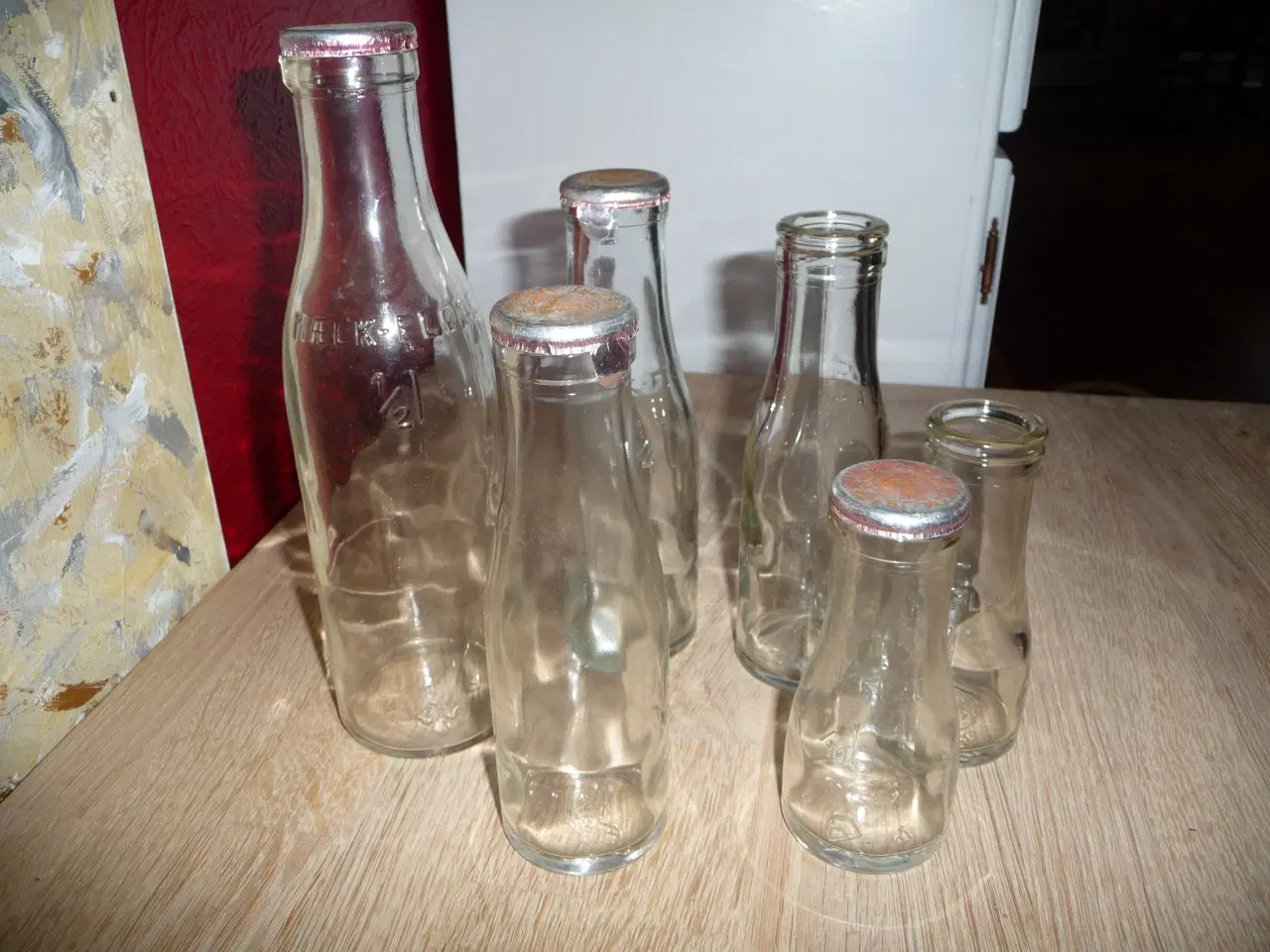 Billede 3 - Klare Mælkeflasker med låg