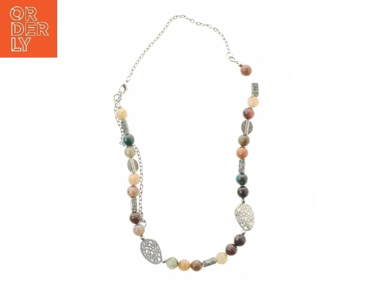 Billede 3 - Lang halskæde med farvede perler (str. 75 cm)