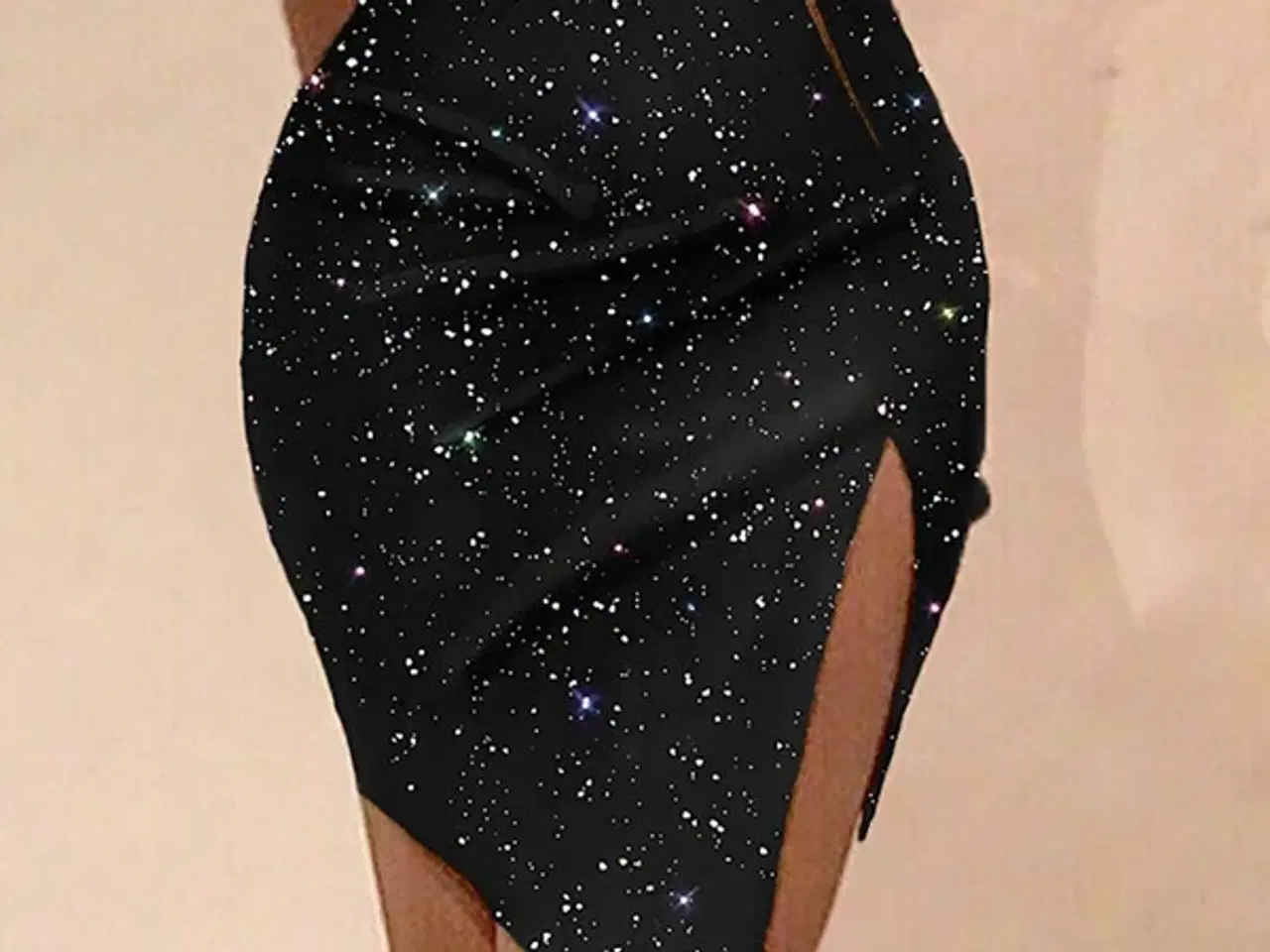 Billede 5 - Sequin kjoler.med one shoulder, sort og guld-