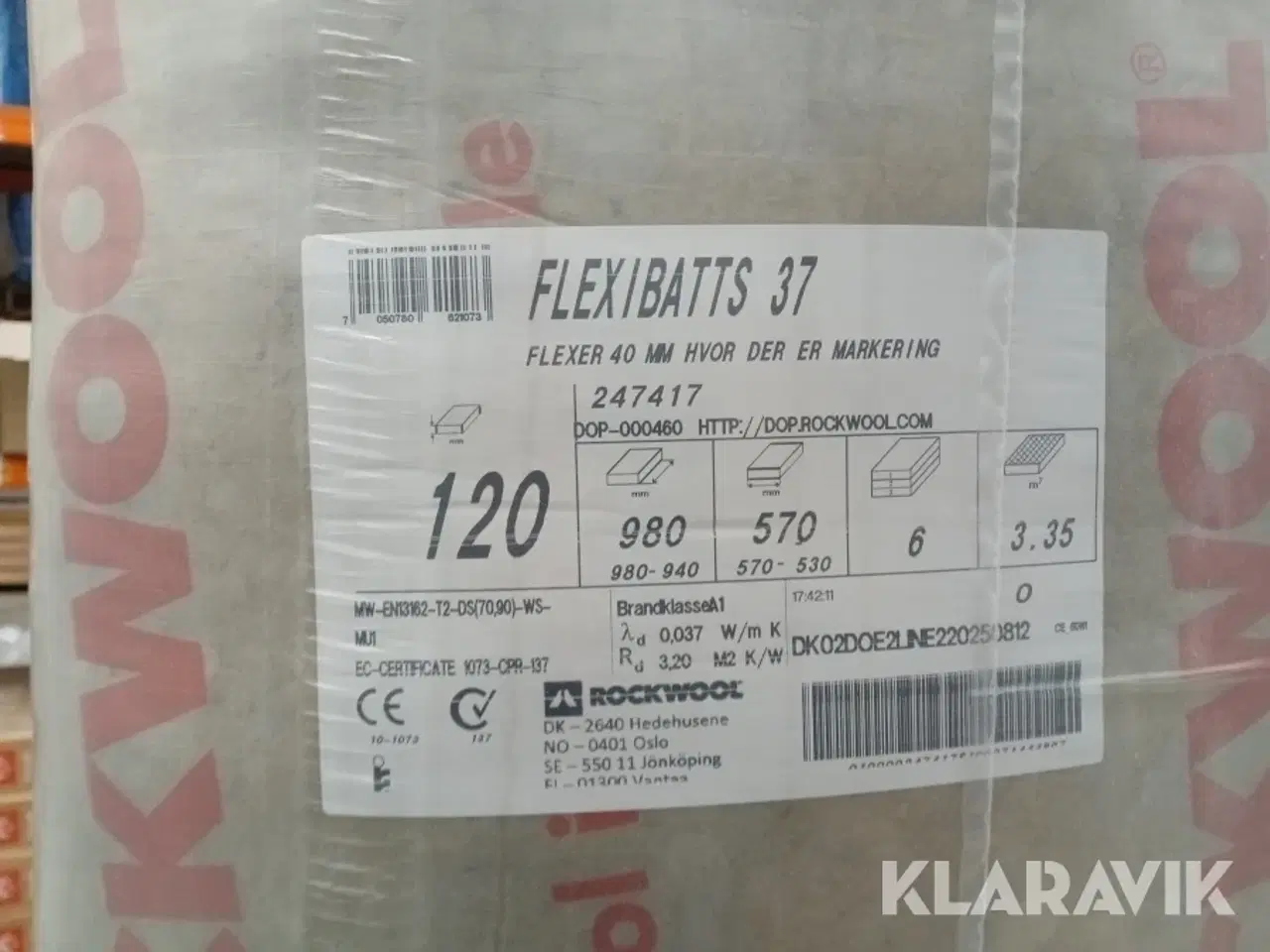 Billede 2 - Isolering Rockwool Flexibatts Lambda 37 120 mm 67 m2