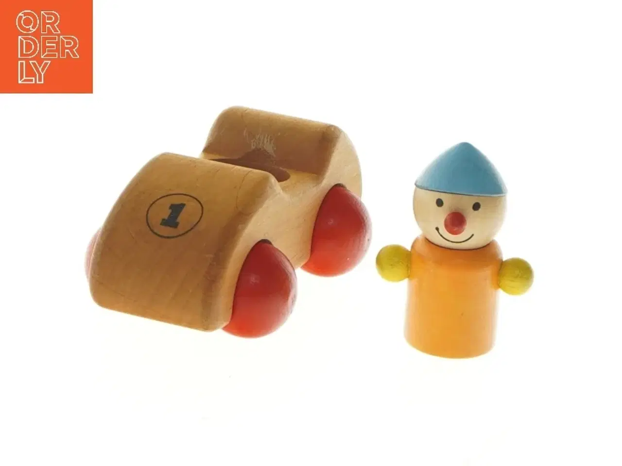 Billede 3 - Trælegetøjsbil med figur fra Pfingstweid (str. 5x7x12,5 cm)