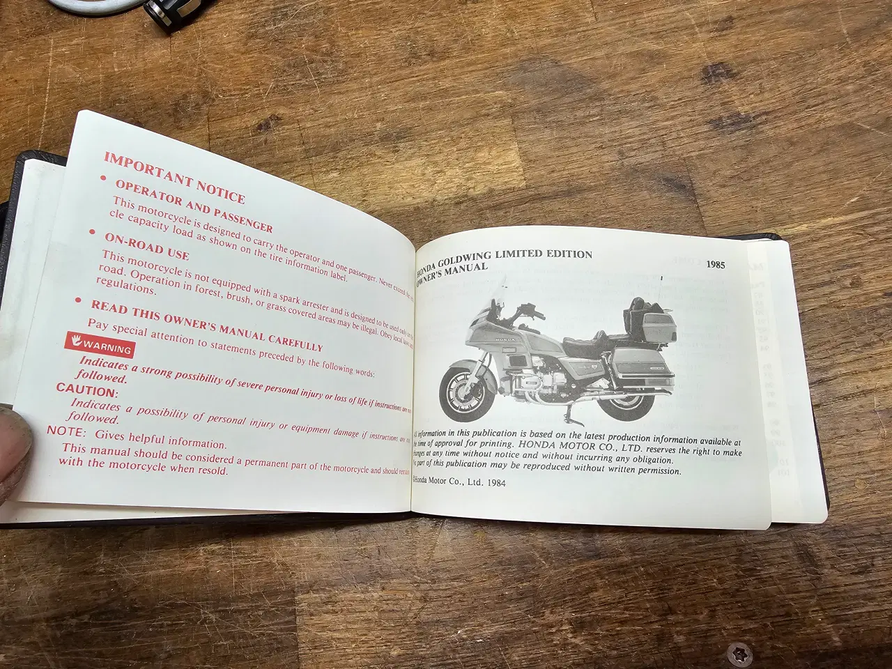 Billede 2 - Honda GoldWing LTD GL1200 manual