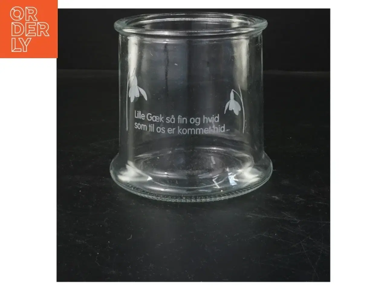 Billede 1 - Glas vase med tekst (str. 12x13 cm)