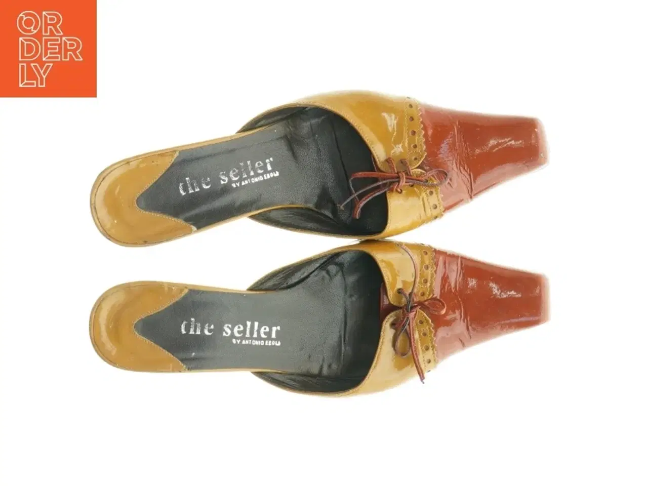 Billede 4 - Brun og gul tåspids-pumps med snørebånd fra The Seller (str. 39)