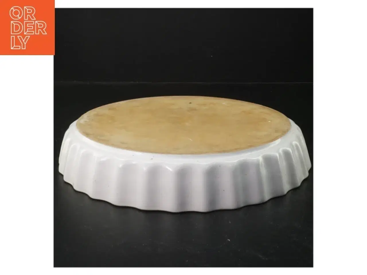 Billede 2 - Hvid porcelænstærtefad (str. 27x4 cm)