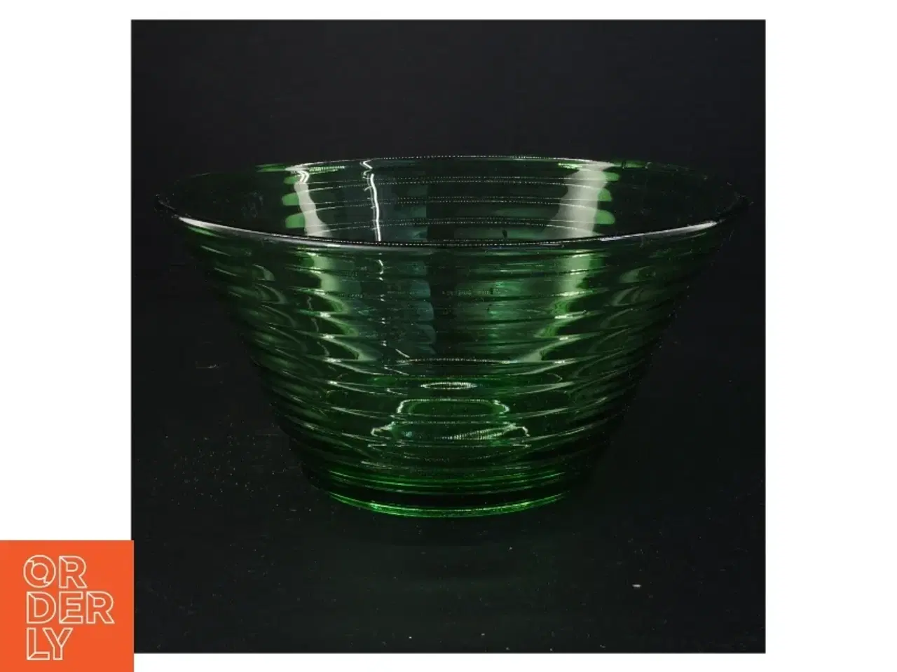 Billede 1 - Grøn glas skål (str. Diameter 23 cm h 12 cm)