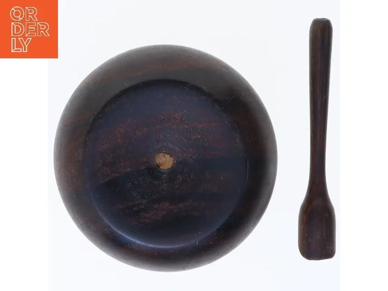 Billede 2 - Træskål med ske, til salt (str. 6,5 cm)