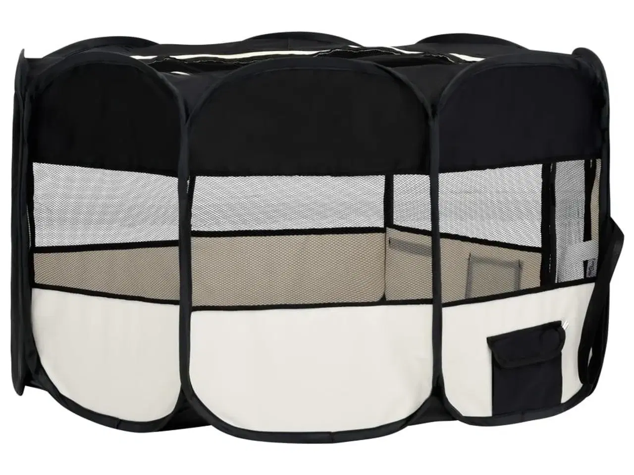 Billede 4 - Foldbar hundegård med bæretaske 145x145x61 cm sort