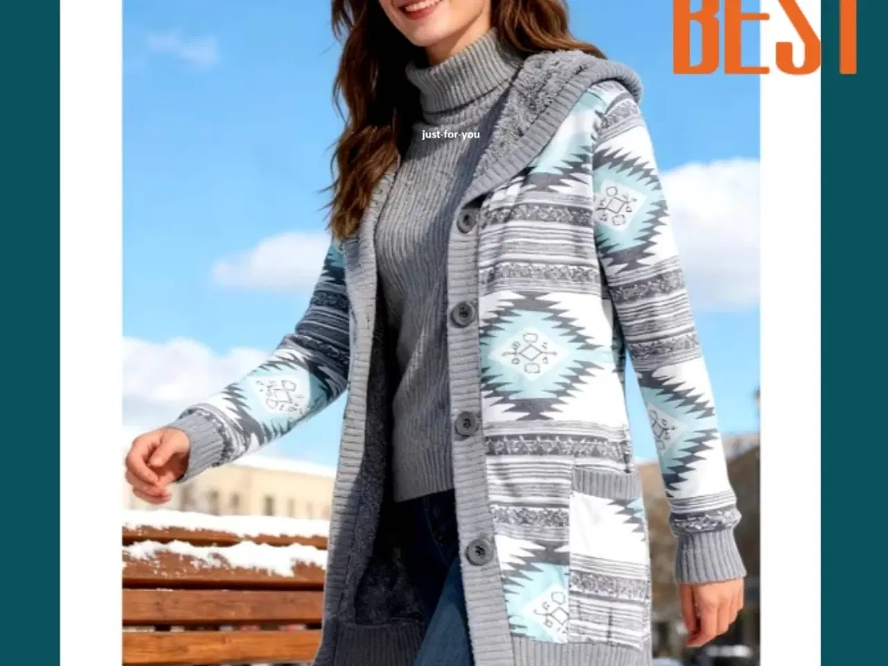 Billede 3 - Tilbud: Printet strik cardigan !