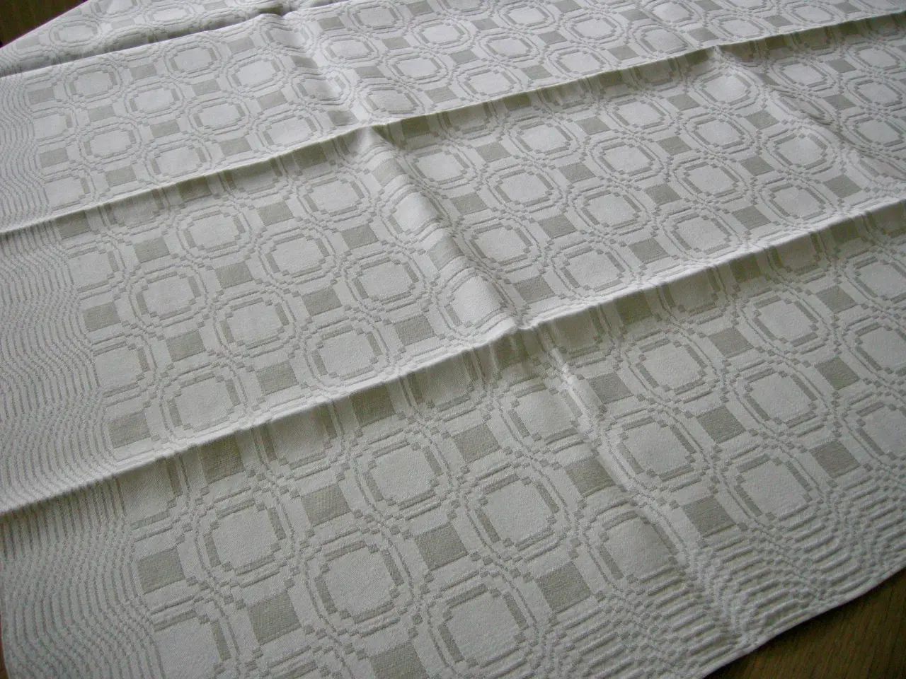 Billede 3 - 92x95 Hørdug  Jacquardvævet Damask - Dobbeltvævet 