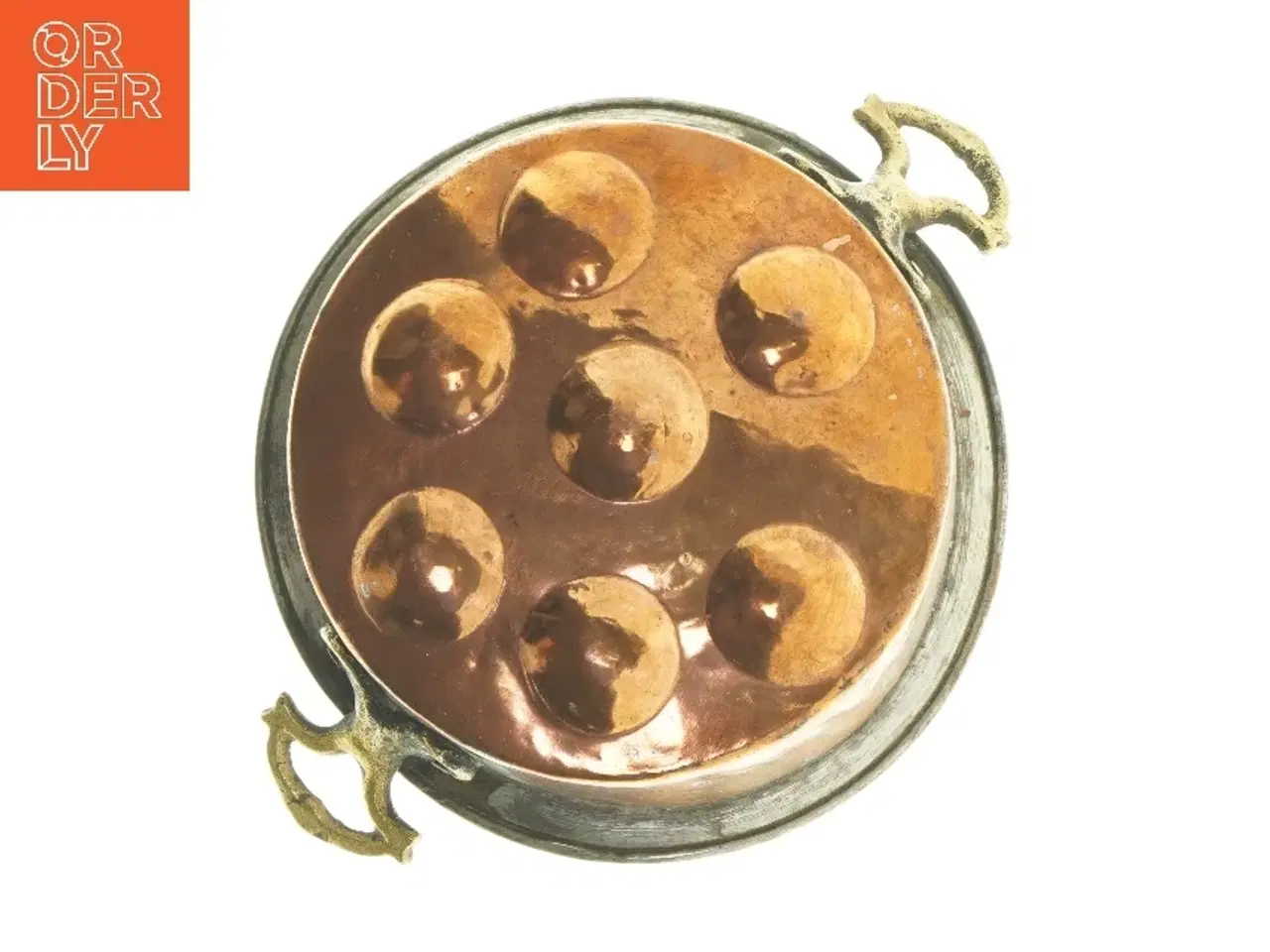 Billede 1 - Kobberstegepande med håndtag (str. Ø 22,5 cm)