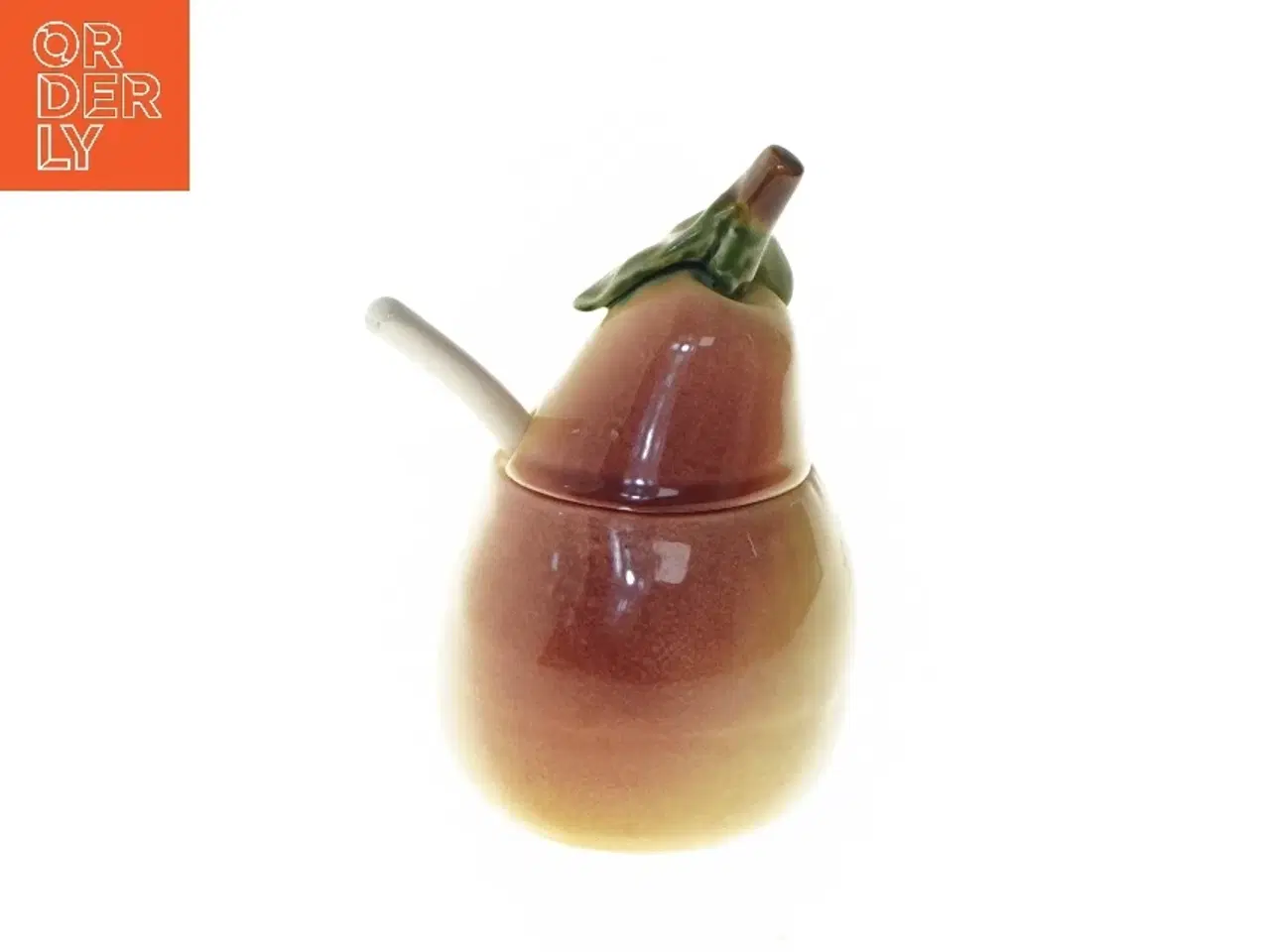 Billede 5 - Pærefaconet krukke med ske (str. 15 cm)