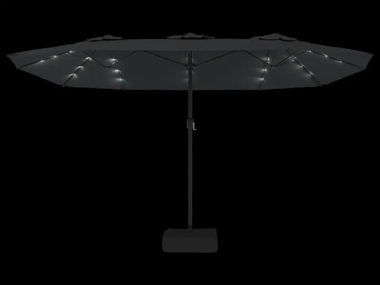 Billede 6 - Parasol m. dobbelt parasoldug og LED-lys 449x265 cm antracitgrå