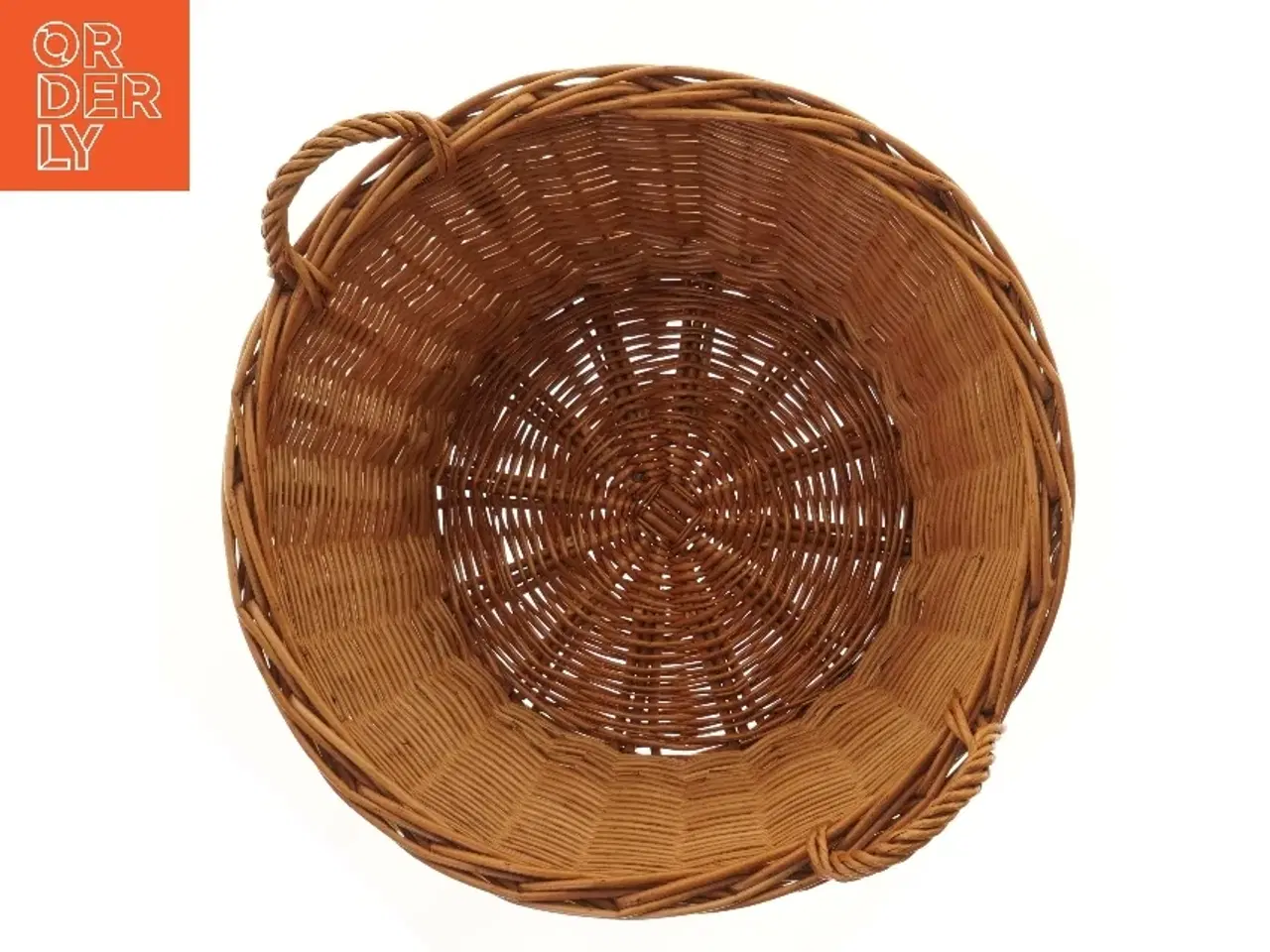 Billede 2 - Rund flettet kurv med håndtag (str. Ø 44x24 cm)