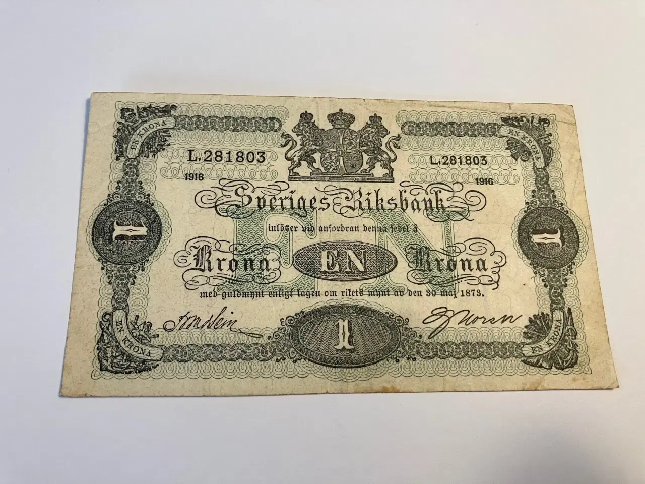 Billede 1 - 1 Krona Sweden 1916
