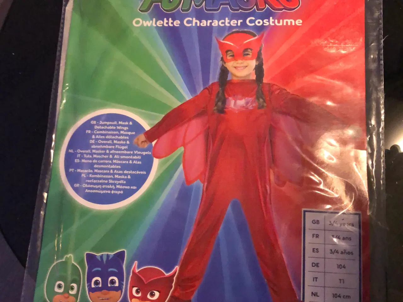 Billede 1 - Fastelavnsdragt/Udklædningsdragt PJMASKS OWLETTE