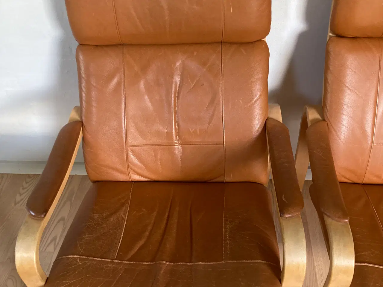 Billede 3 - Cognacfarvede læder lænestole, 2 stk