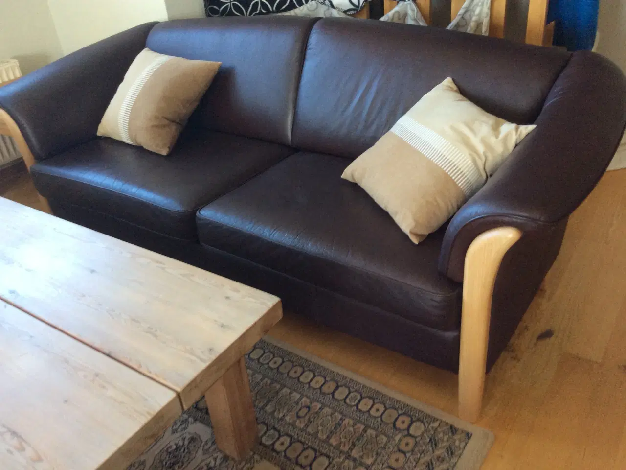 Billede 1 - Sofa brunt læder