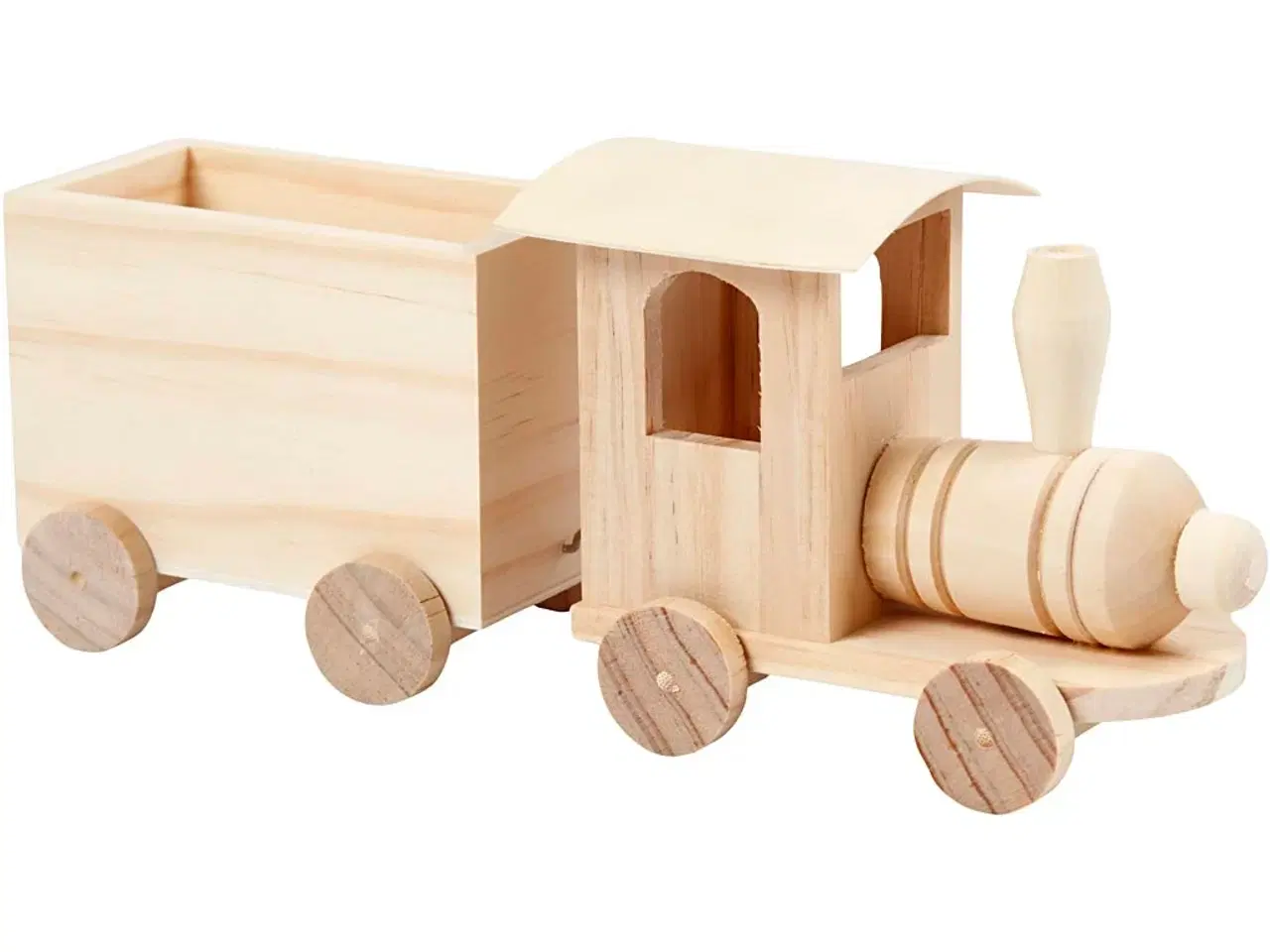 Billede 1 - Tog med vogn, H: 9,5 cm, L: 21,5 cm, B: 6,5 cm, 1 stk.