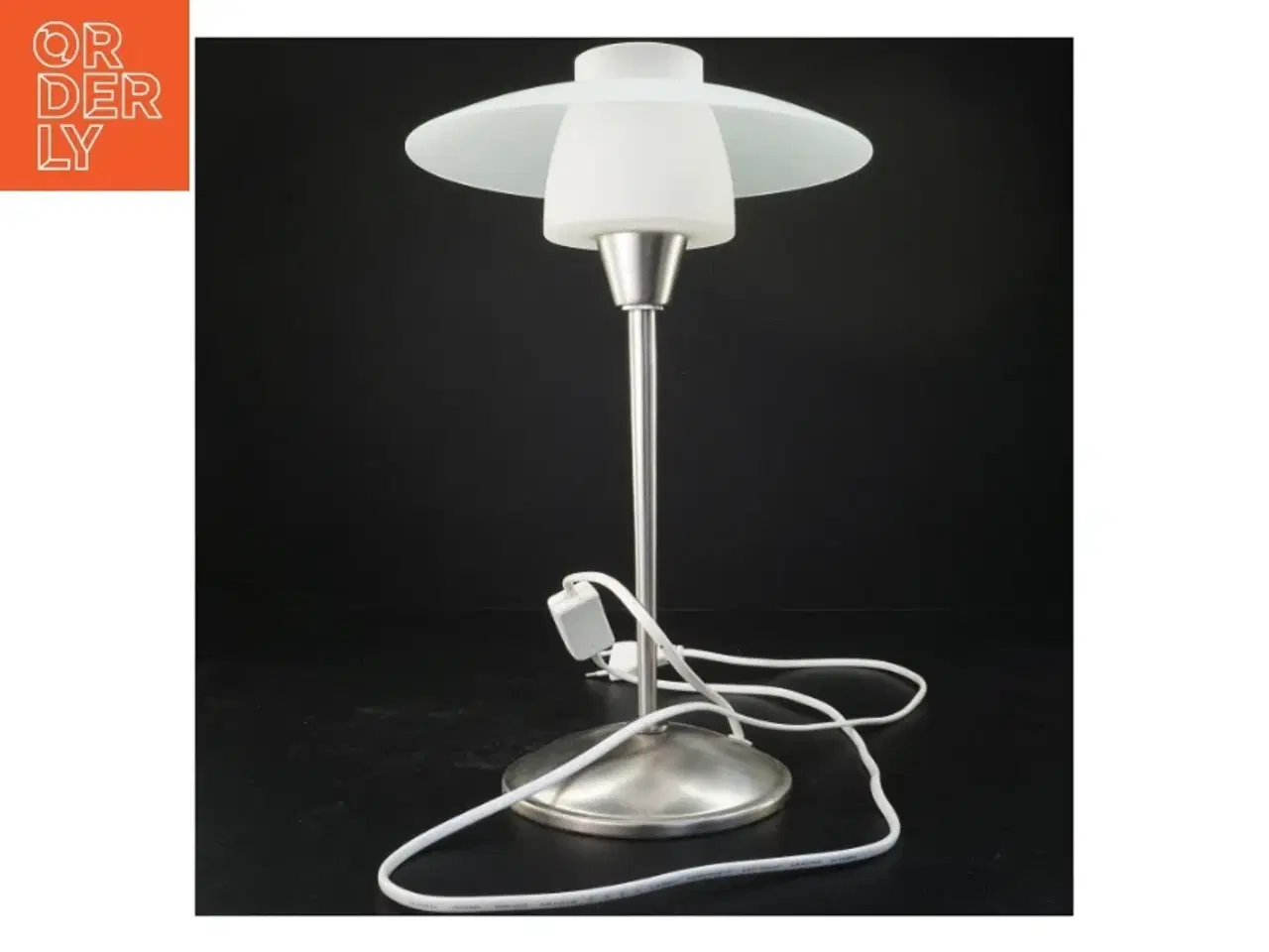 Billede 1 - Bordlampe med glasskærm i matteret glas (højde 39 cm)