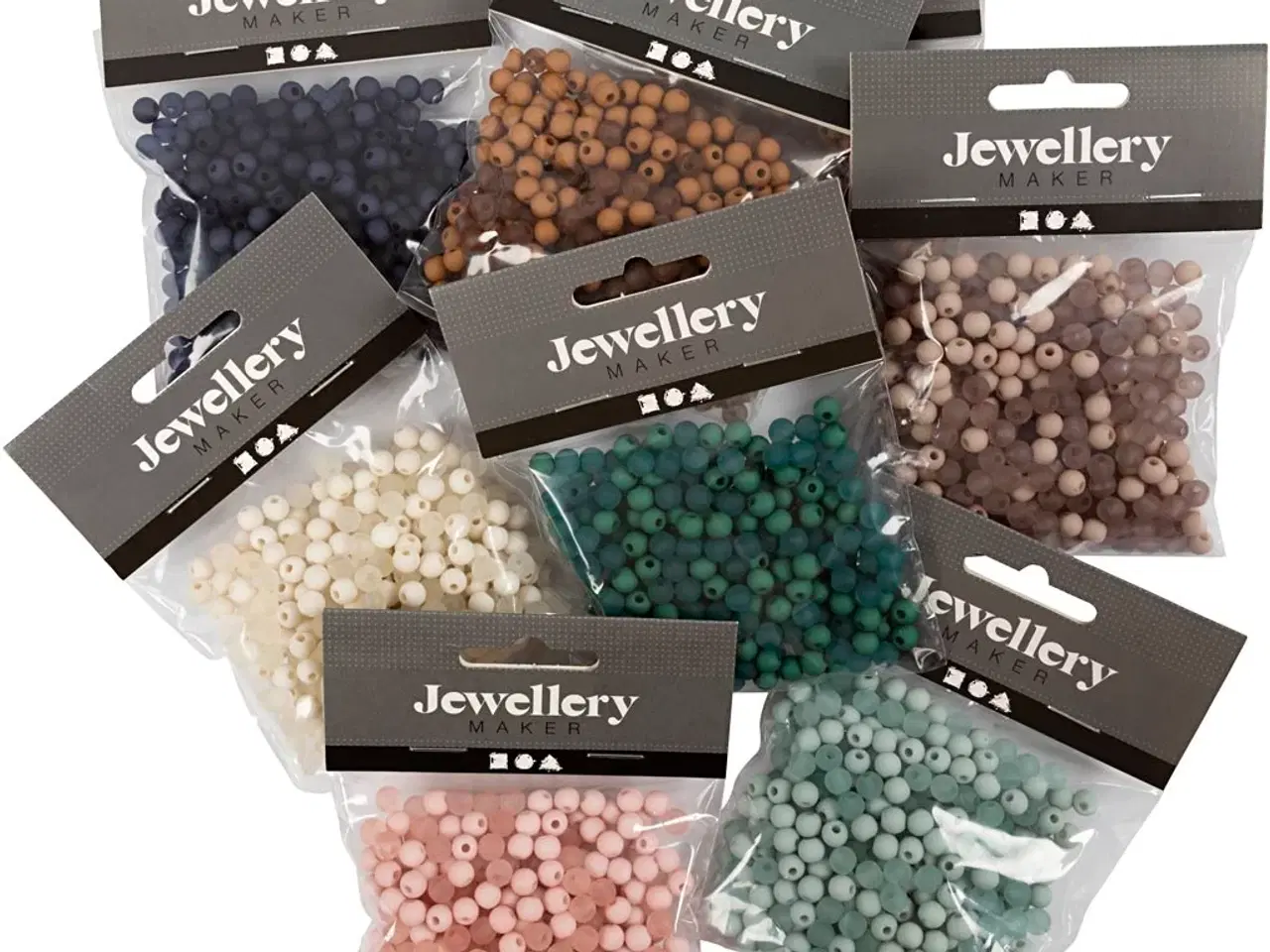 Billede 1 - Assorterede plastperler 6 mm - 8 poser á 40 g